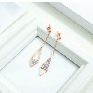 Rosegold Steel - Ohrstecker - Drachenviereck  mit Glitzer Kristallen