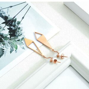 Rosegold Steel - Ohrstecker - Drachenviereck  mit Glitzer Kristallen