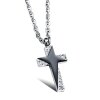 Edelstahl - Halskette - Kreuz mit farbigen Stern und Kristallen Schwarz