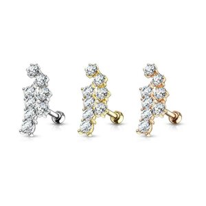 Steel - stud earrings - eightfold - crystal - tragus