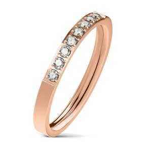 Steel - Finger Ring - Crystal Stripe Rosegold 50