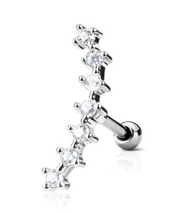 Steel - stud earrings - 7 crystals - tragus
