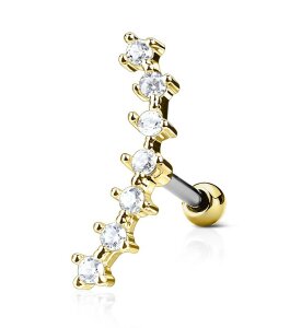 Steel - stud earrings - 7 crystals - tragus