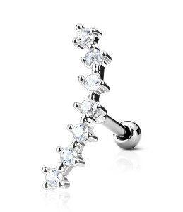 Steel - stud earrings - 7 crystals - tragus Steel CC