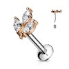 Stahl - Ohrstecker - Blatt - Marquise - Kristall - Tragus Rosegold