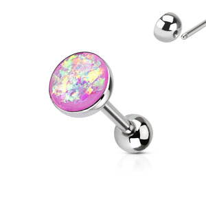 Stahl - Zungenbarbell - 1,6 mm - Opal Imitation