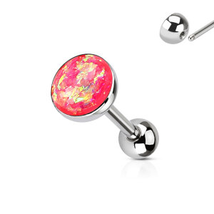 Stahl - Zungenbarbell - 1,6 mm - Opal Imitation Pink
