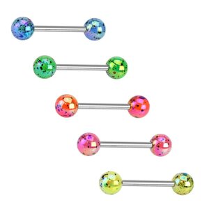 Steel - Tongue Barbell - 1.6 mm - Metallic Splatter -...