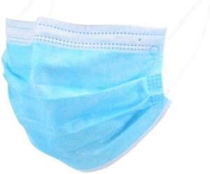 Mouth Mask 3ply with rubber band - white blue