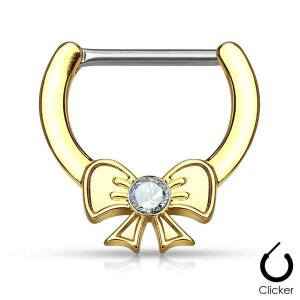 Steel - Nipple Bar Clicker - Loop - Crystal gold