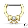 Steel - Nipple Bar Clicker - Loop - Crystal gold
