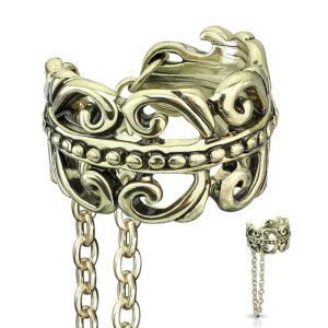 Stahl - Clip On Piercing - keltisches Herz - Kette