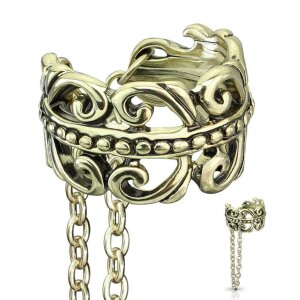 Stahl - Clip On Piercing - keltisches Herz - Kette...