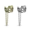 Stahl - Clip On Piercing - keltisches Herz - Kette Burnish Silver