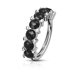 Ohrring biegbar - 7 Kristalle 1,0 mm Stahl BLACK