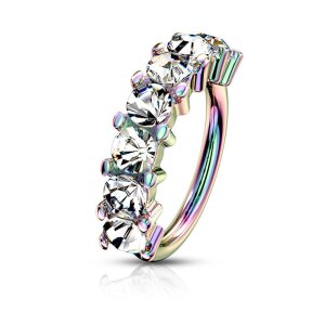 Ohrring biegbar - 7 Kristalle 1,0 mm Regenbogen CC