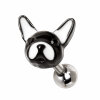 Stahl - Labret - Tragus - "ARI" - Hund - schwarz - weiss