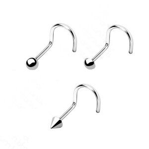 Titanium - nasal spiral - curved - 3 shapes 1 mm ball