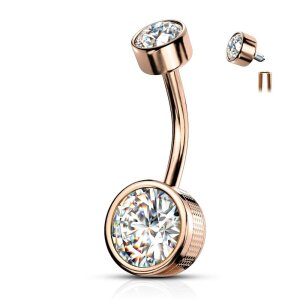 Steel - banana - double crystal - edge shape rosegold -...