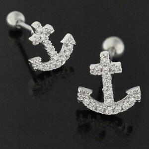 Steel - Barbell - Tragus - Anchor - Crystal