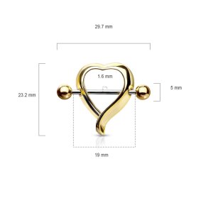 Steel - Nipple Shield - Heart - gold