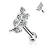 Steel - Labret - Crystal Leaf - Internally Threaded Silver 8 mm