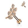 Steel - Labret - Crystal Leaf - Internally Threaded Rosegold 8 mm