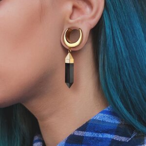 Gold Steel -  Halve tunnel - Onyx hanger 10 mm