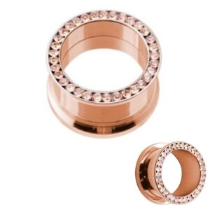 Rosegold Steel - Flesh Tunnel - Crystal - Epoxy - LP