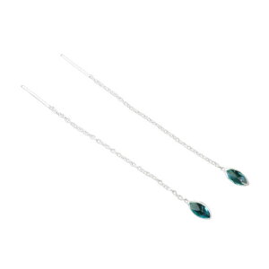 Sterling Silver 925 - earrings chain - oval crystal