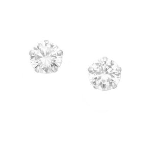 Silver - Ear stud - with round zirconia stone - 925...