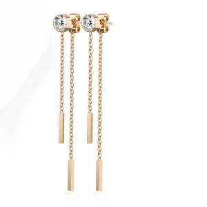 Boucles doreilles en acier inoxydable avec cristal et...