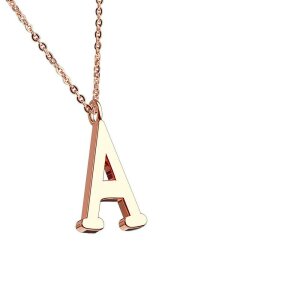 Stainless steel rose - necklace - letters 