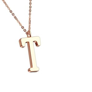 Acier inoxydable rose - Collier - Lettres T