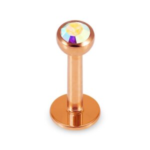 Rosegold Stahl - Labret abgerundet - Kristall