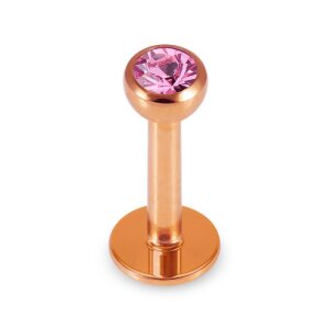 Rose Gold Steel - Labret - Kristall 1,2 mm 6 mm 3 mm EM