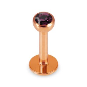 Rose Gold Steel - Labret - Kristall 1,2 mm 8 mm 3 mm AQ