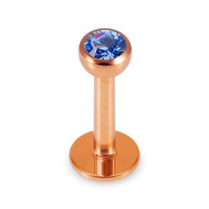 Rosegold Stahl - Labret abgerundet - Kristall 1,2 mm 8 mm 3 mm BK