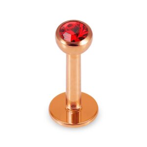 Rosegold Stahl - Labret abgerundet - Kristall 1,2 mm 8 mm 3 mm BK