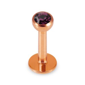 Rosegold Stahl - Labret abgerundet - Kristall 1,2 mm 8 mm 3 mm BK