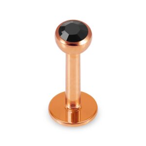 Rosegold Stahl - Labret abgerundet - Kristall 1,2 mm 8 mm 3 mm BK