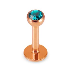 Rosegold Stahl - Labret abgerundet - Kristall 1,2 mm 8 mm 3 mm BK