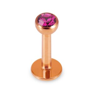 Rosegold Stahl - Labret abgerundet - Kristall 1,2 mm 8 mm 3 mm CC