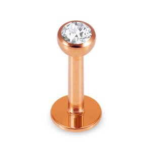 Rosegold Stahl - Labret abgerundet - Kristall 1,2 mm 8 mm 3 mm CC