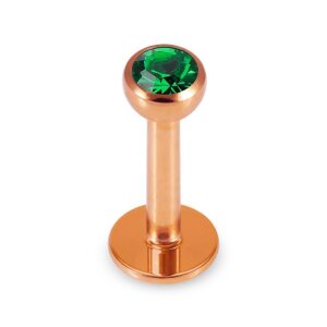 Rosegold Stahl - Labret abgerundet - Kristall 1,2 mm 8 mm 3 mm CC