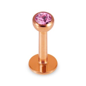 Rosegold Stahl - Labret abgerundet - Kristall 1,2 mm 8 mm 3 mm EM