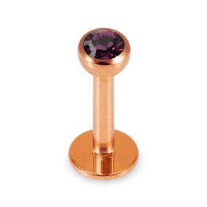 Rosegold Stahl - Labret abgerundet - Kristall 1,2 mm 8 mm 3 mm EM