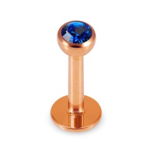 Rosegold Stahl - Labret abgerundet - Kristall 1,2 mm 8 mm 3 mm EM