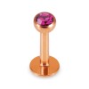 Rosegold Stahl - Labret abgerundet - Kristall 1,2 mm 8 mm 3 mm EM