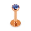 Rosegold Stahl - Labret abgerundet - Kristall 1,2 mm 8 mm 3 mm EM